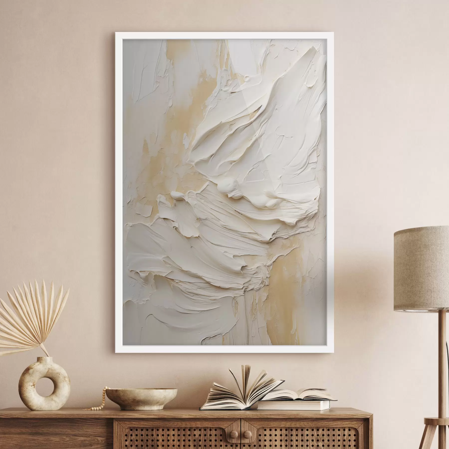 Fototapeedid Tekstuuriga kreemikas ja beež maal abstraktses stiilis, minimalistlik kunst f48738