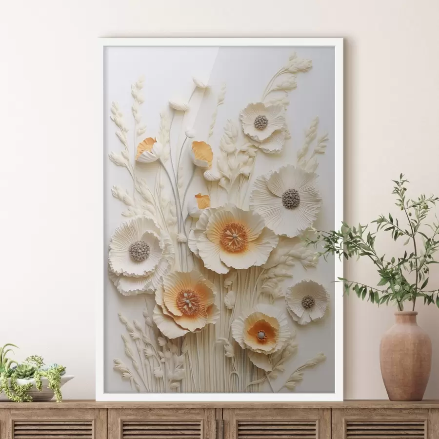 Fototapeedid Kreemikate ja oranžide moonide kimp kuivatatud nisuvartega f48747