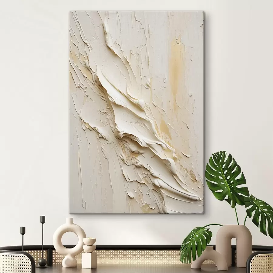 Pilt Tekstuuriga kreemikas ja beež maal abstraktses stiilis, minimalistlik kunst s48737