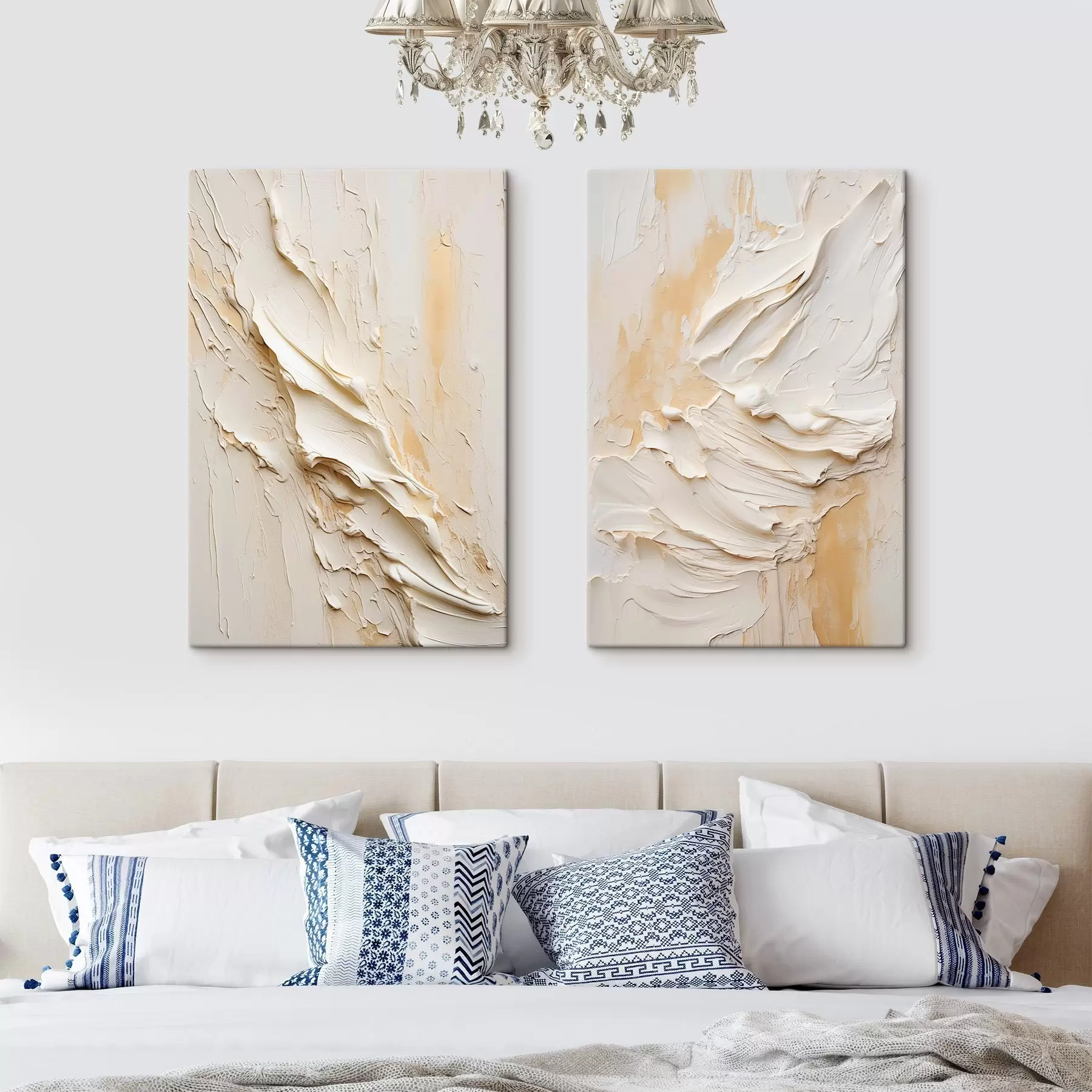 Pilt Tekstuuriga kreemikas ja beež maal abstraktses stiilis, minimalistlik kunst m30319