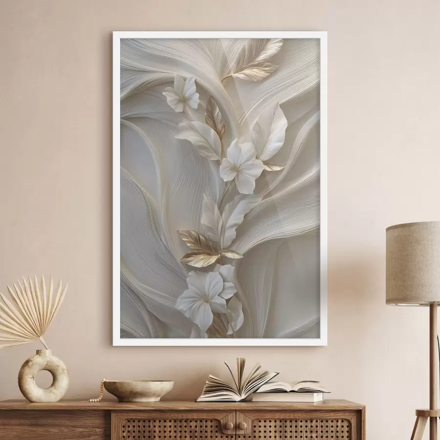 Fototapeedid kolmemõõtmelise lehe, tekstuuride ja lillede suurepärane imitatsioon f48787