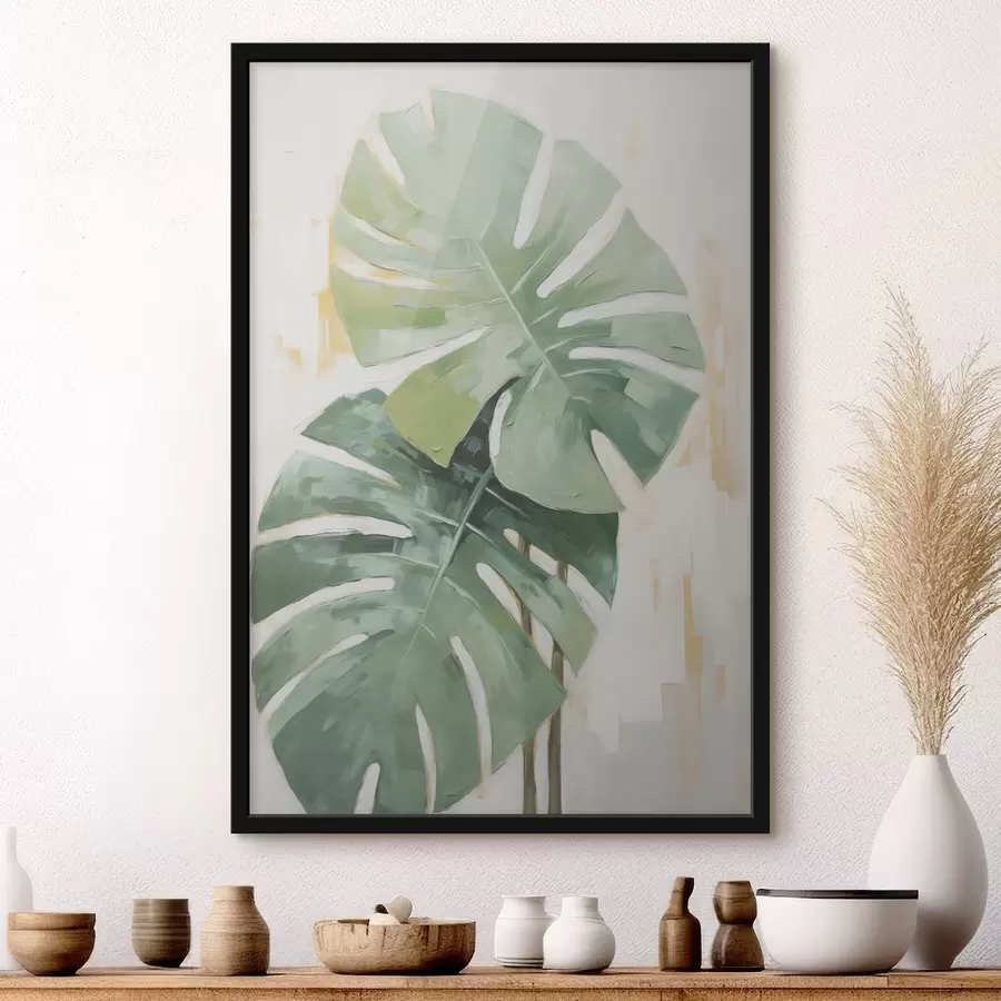 Fototapeedid Troopiliste lehtede imitatsioonimaal f48763