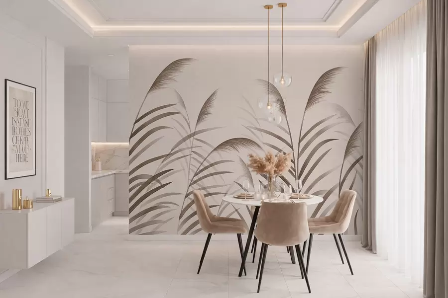 Fototapeedid Minimalistlikud pilliroosiluetid beežides toonides w05432