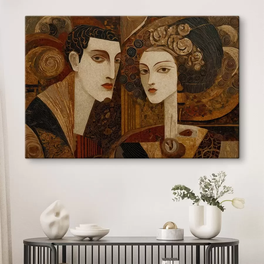 Pilt Mosaiikstiilis paar, abstraktne portree s48933