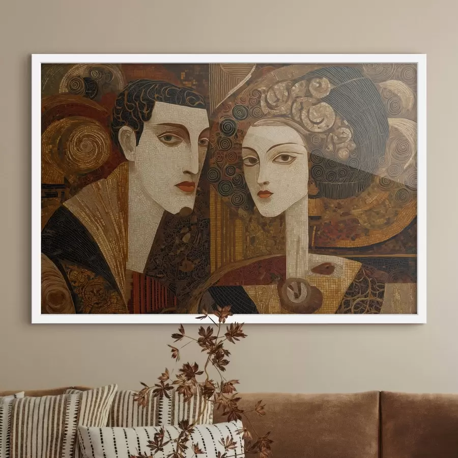 Fototapeedid Mosaiikstiilis paar, abstraktne portree f48933