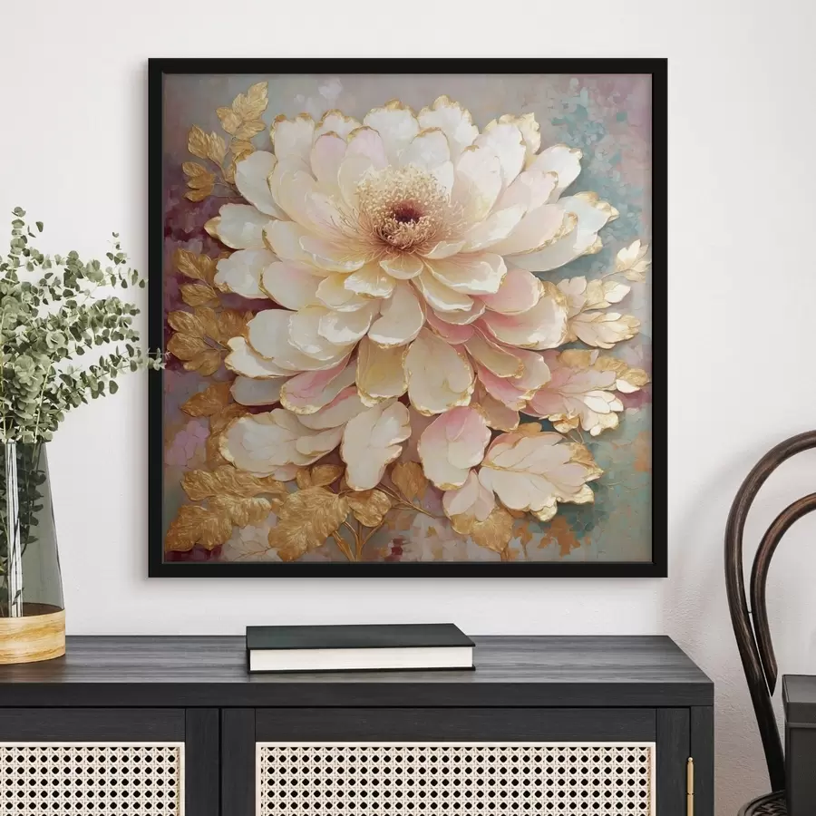 Fototapeedid Hiina stiilis lill koos kaunistatud lehtede ja detailidega f48804