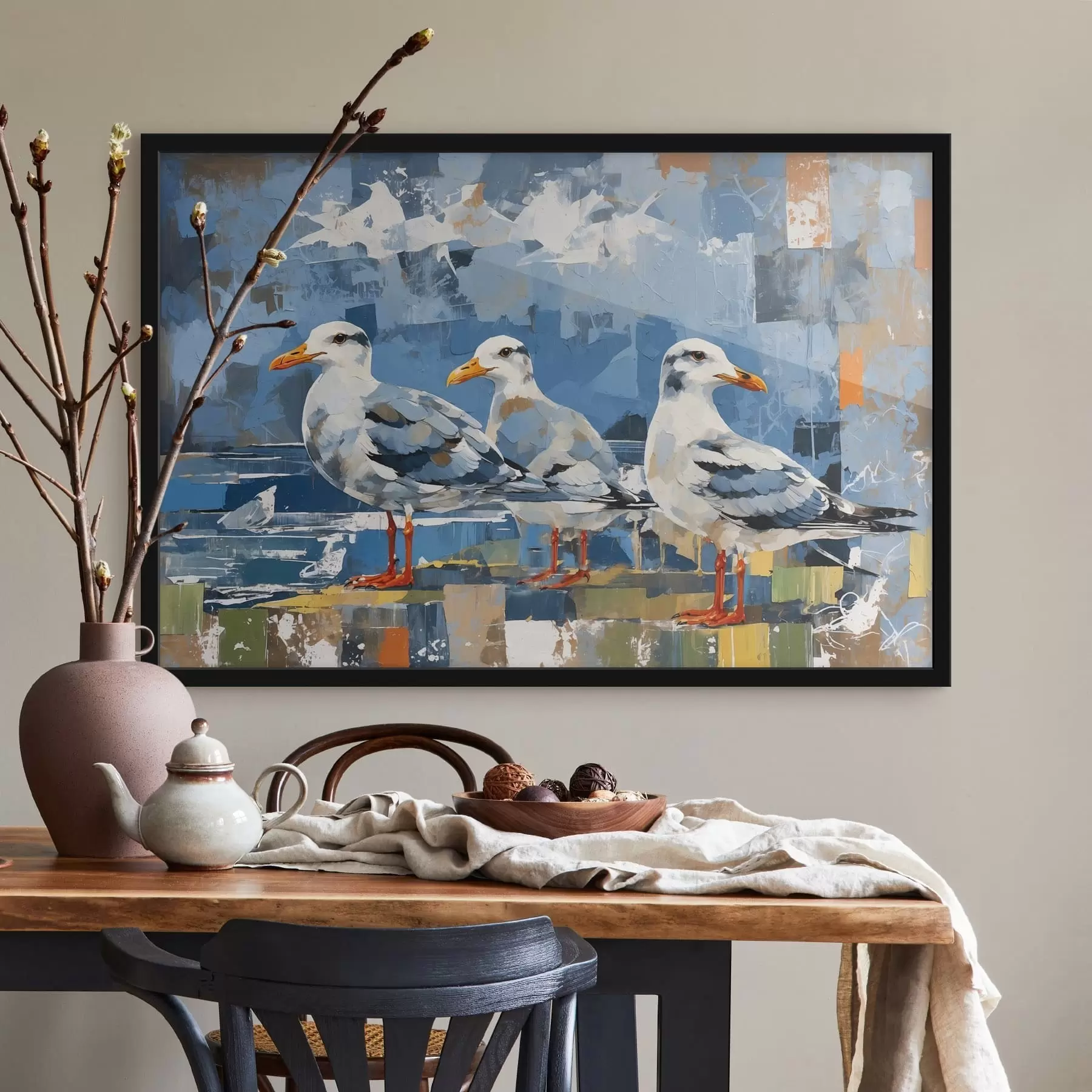 Fototapeedid Modernistlikud kajakad abstraktsel taustal f48822