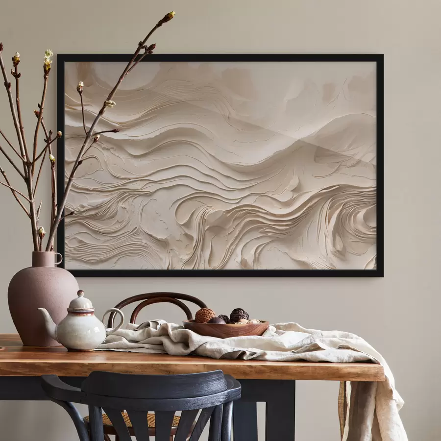 Fototapeedid Minimalistlikud abstraktsed lainelised kihid beežides toonides f48834