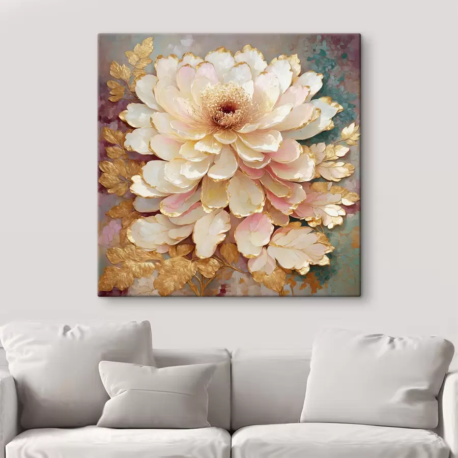 Pilt Hiina stiilis lill koos kaunistatud lehtede ja detailidega s48804