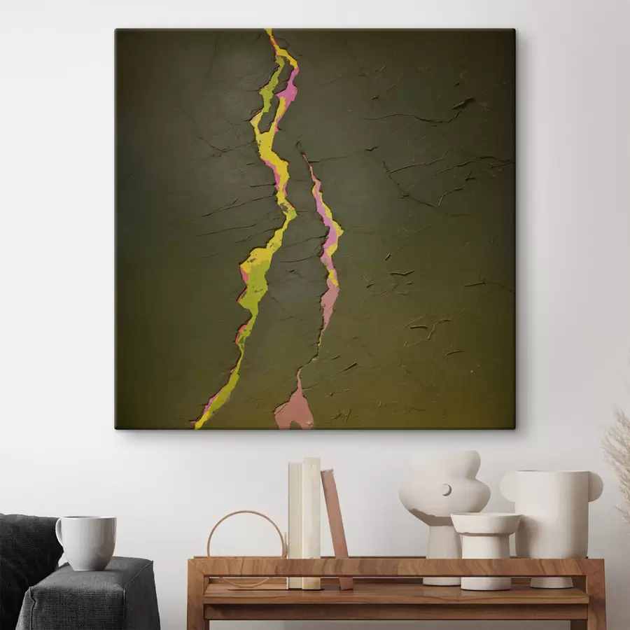 Pilt Abstraktne pragu, mille tumeda pinna all paistavad erksad kihid s48805