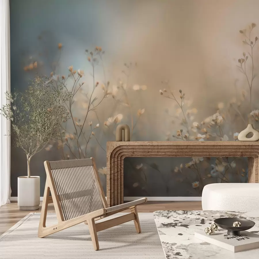 Fototapeedid väikese õiega põllurohi madala teravussügavuse taustal w05386