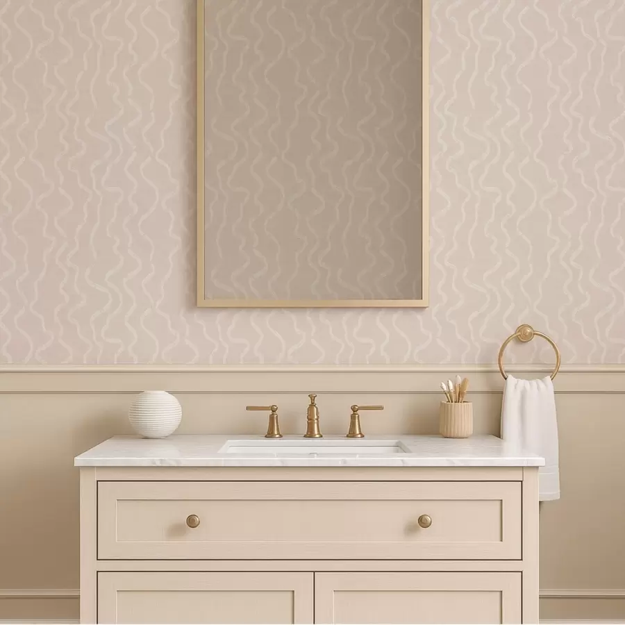 Fototapeedid Lainekujuline mustri joonistus beežil taustal a01167