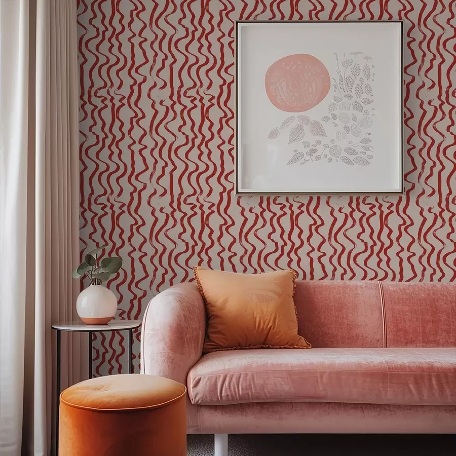 Fototapeedid Punased lainelised jooned heledal taustal a01168