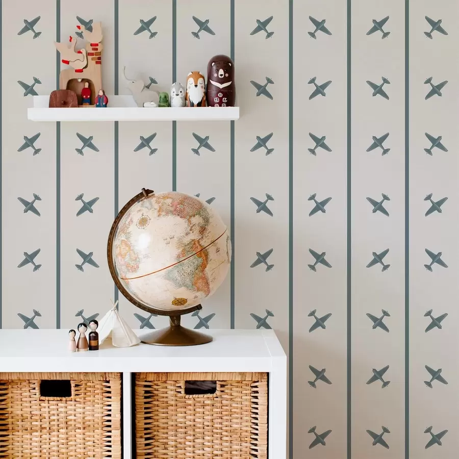 Fototapeedid Triibulise mustriga lennukid siniste detailidega a01169