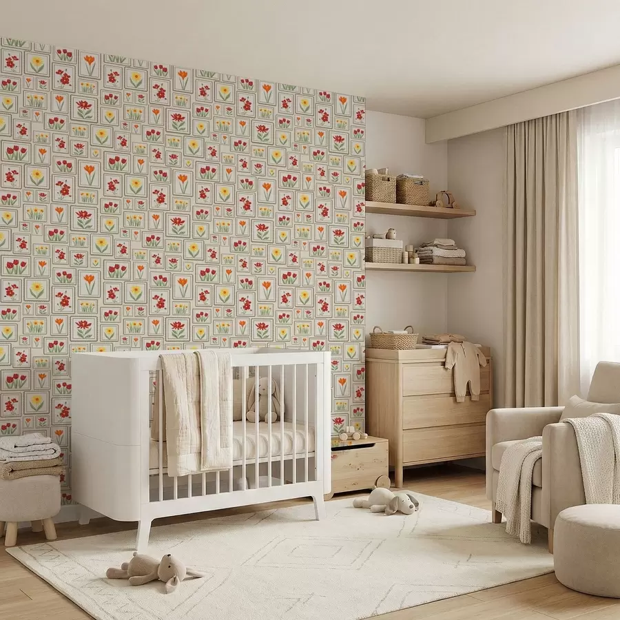 Fototapeedid Raamitud lilleillustratsioonid soojades toonides a01173