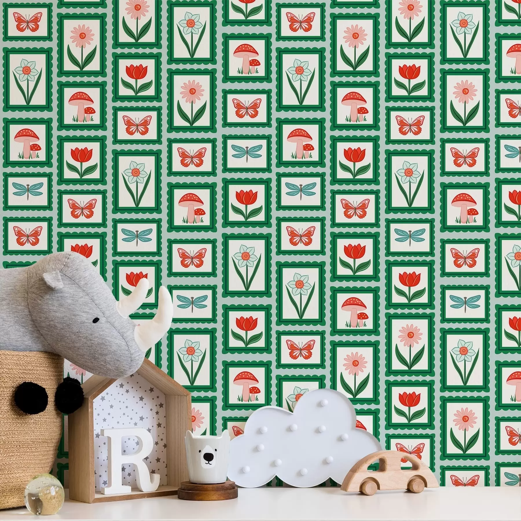 Fototapeedid Raamitud lilled, seened ja liblikad a01175