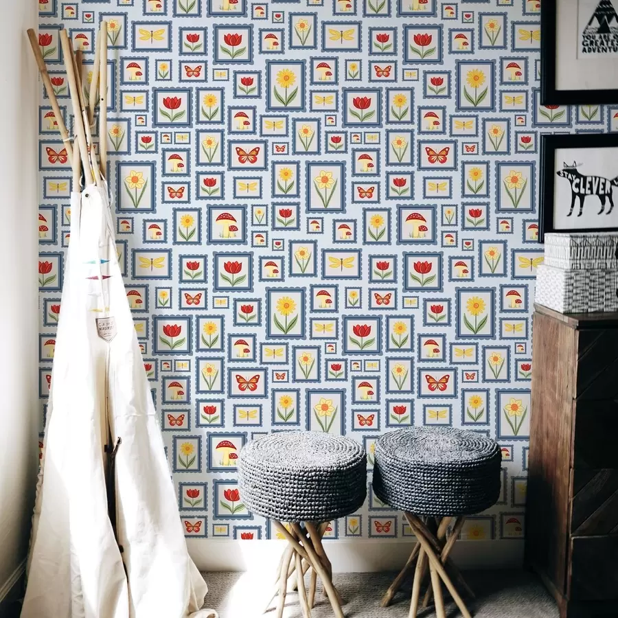 Fototapeedid Raamitud illustratsioonid sinisel taustal a01176