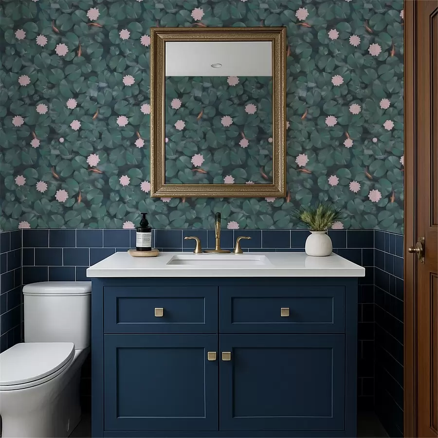 Fototapeedid Vesililled lilledega ja kaladega tumedal taustal a01177