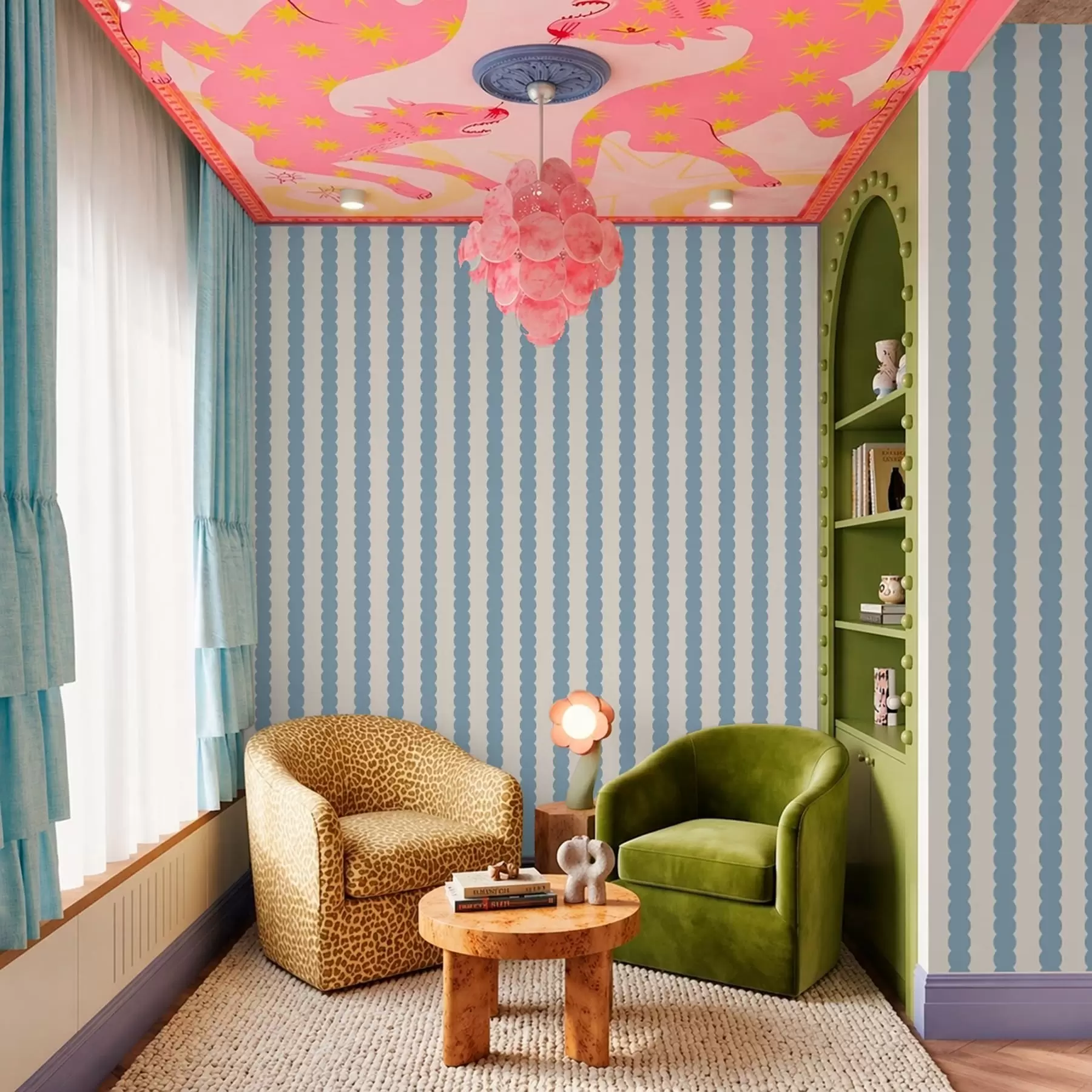 Fototapeedid Sinised lainelised triibud minimalistlikus stiilis a01182