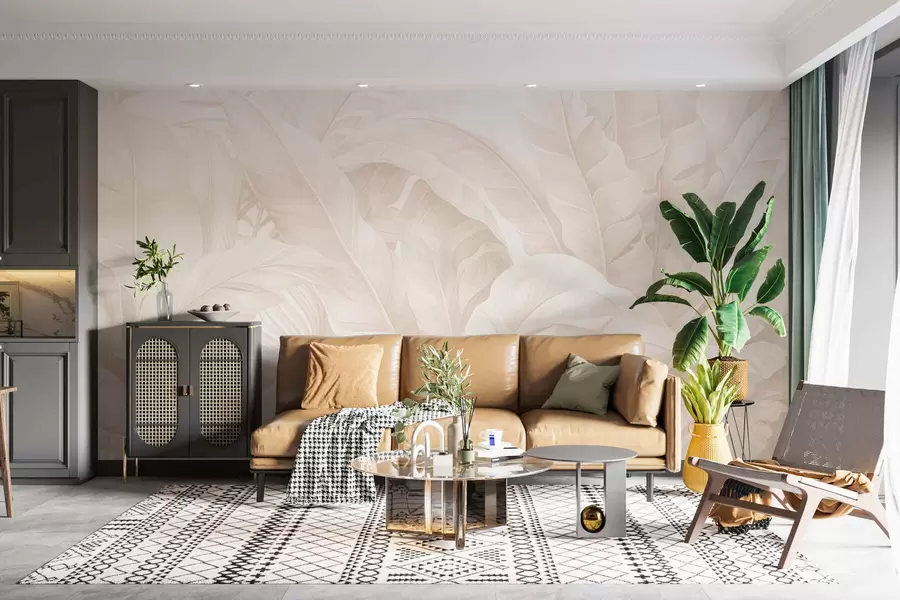 Fototapeedid Vintage troopilised lehed w05518