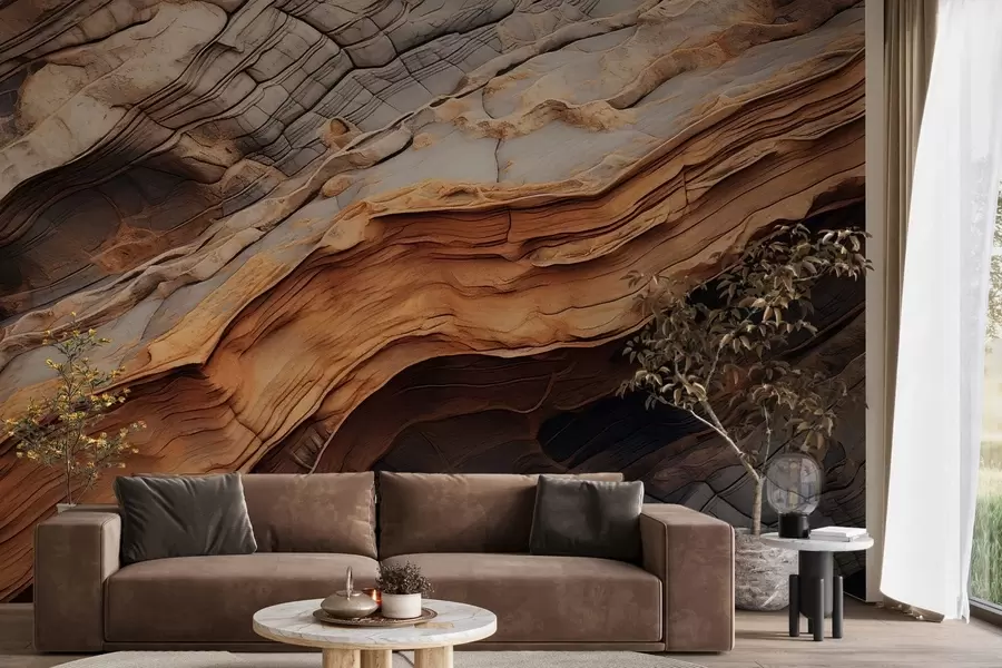 Fototapeedid Tume, rikkalik puidustruktuur w05520