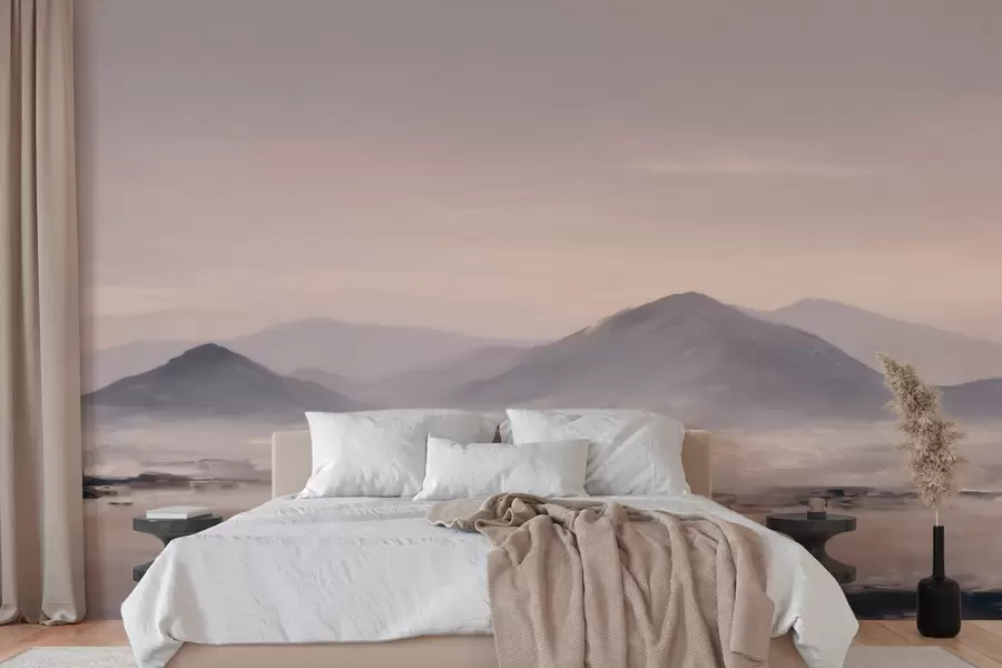 Fototapeedid Uduvõrk mägimaastik, kus valgus ja õhk sulanduvad pehmelt, tekitades maski meenutava efekti w09844