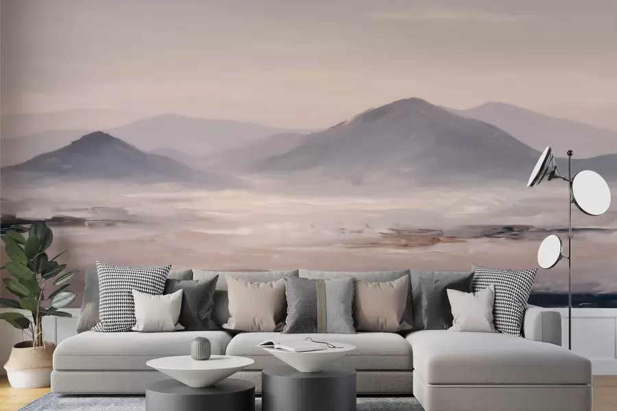 Fototapeedid Uduvõrk mägimaastik, kus valgus ja õhk sulanduvad pehmelt, tekitades maski meenutava efekti w09844