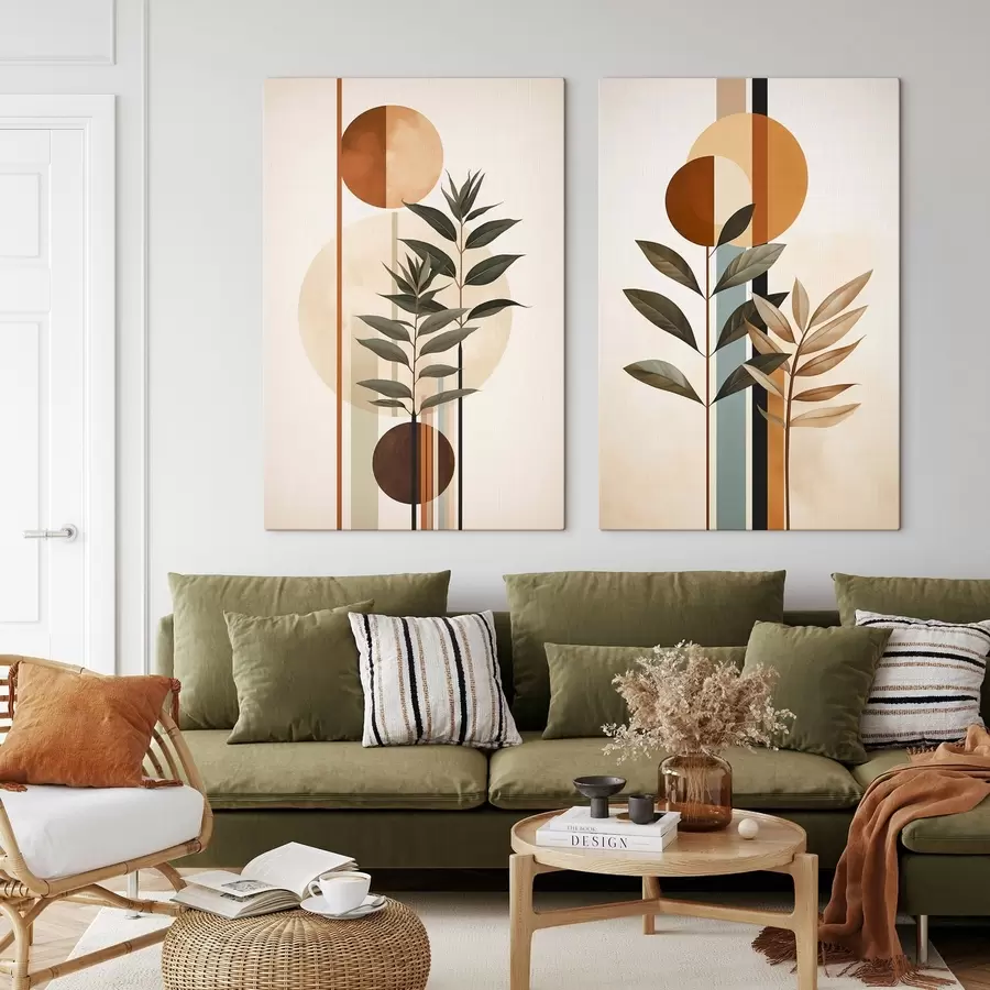 Pilt Abstraktsed taimed ringide ja joontega m30392