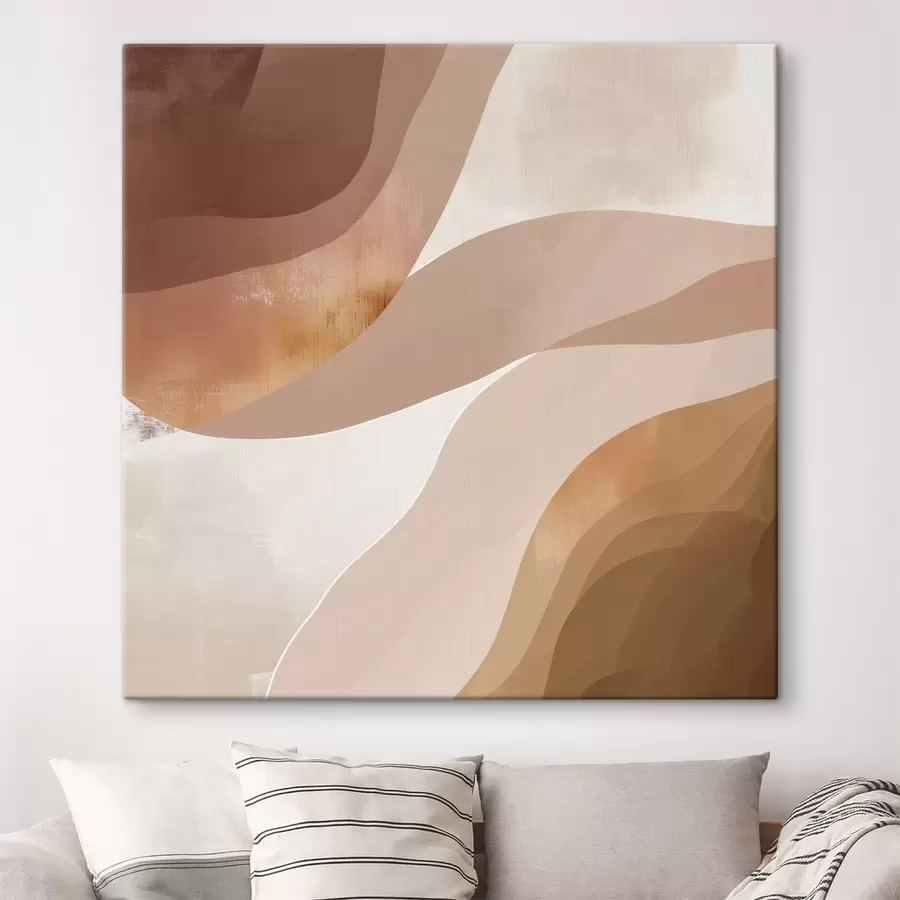 Pilt Abstraktsed lainelised kujundid kohvibeeži värvipalettis s48836