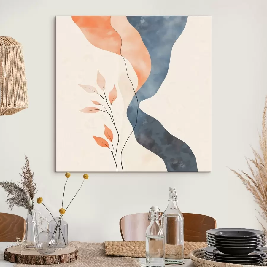 Pilt Lilleseade voolavate joontega sinise ja oranži värvipalettis s48837