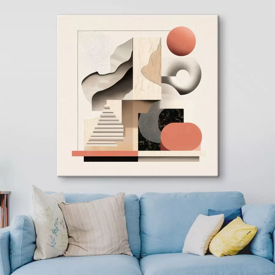 Pilt Abstraktsed kujundid beež-hallis värvipalettis kaasaegses maalikunstistiilis s48842