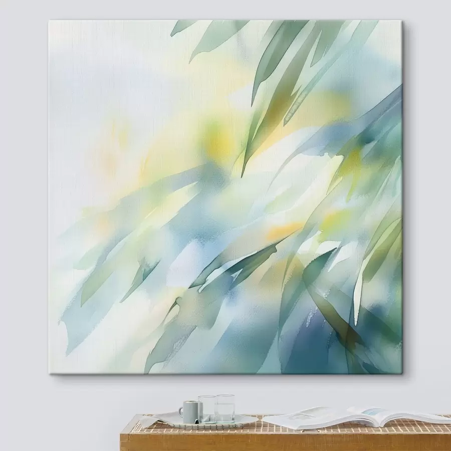 Pilt Hägused looduslikud vormid ja õrnad türkiisitoonid kunstilises plakatistiilis s48850