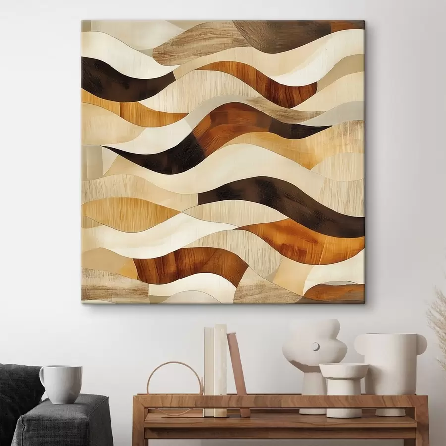 Pilt Orgaaniliste joonte ja looduslike puidutoonide esteetika kunstilises plakatistiilis s48852