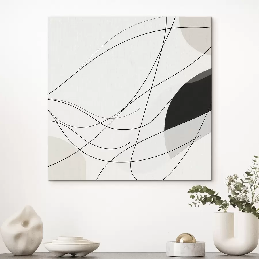 Pilt Minimalistlikus stiilis abstraktne kompositsioon õhukeste kõverate joontega s48854