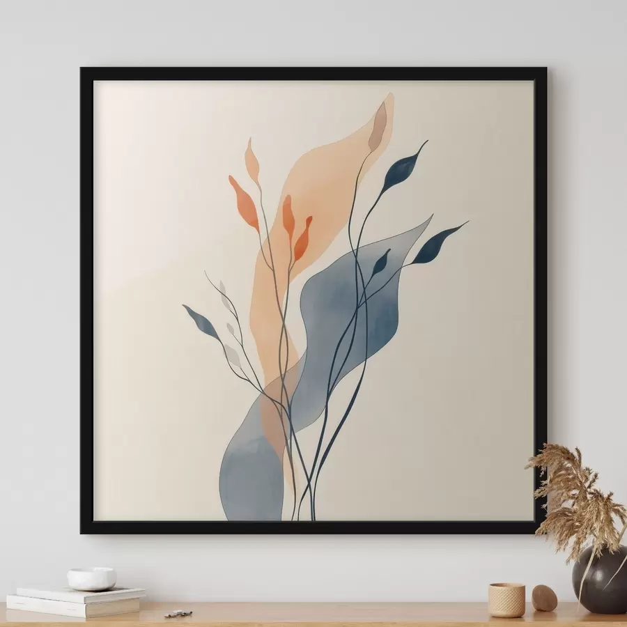 Fototapeedid Kompositsioon väljendusrikaste taimesiluettidega kunstilise illustratsiooni stiilis f48838