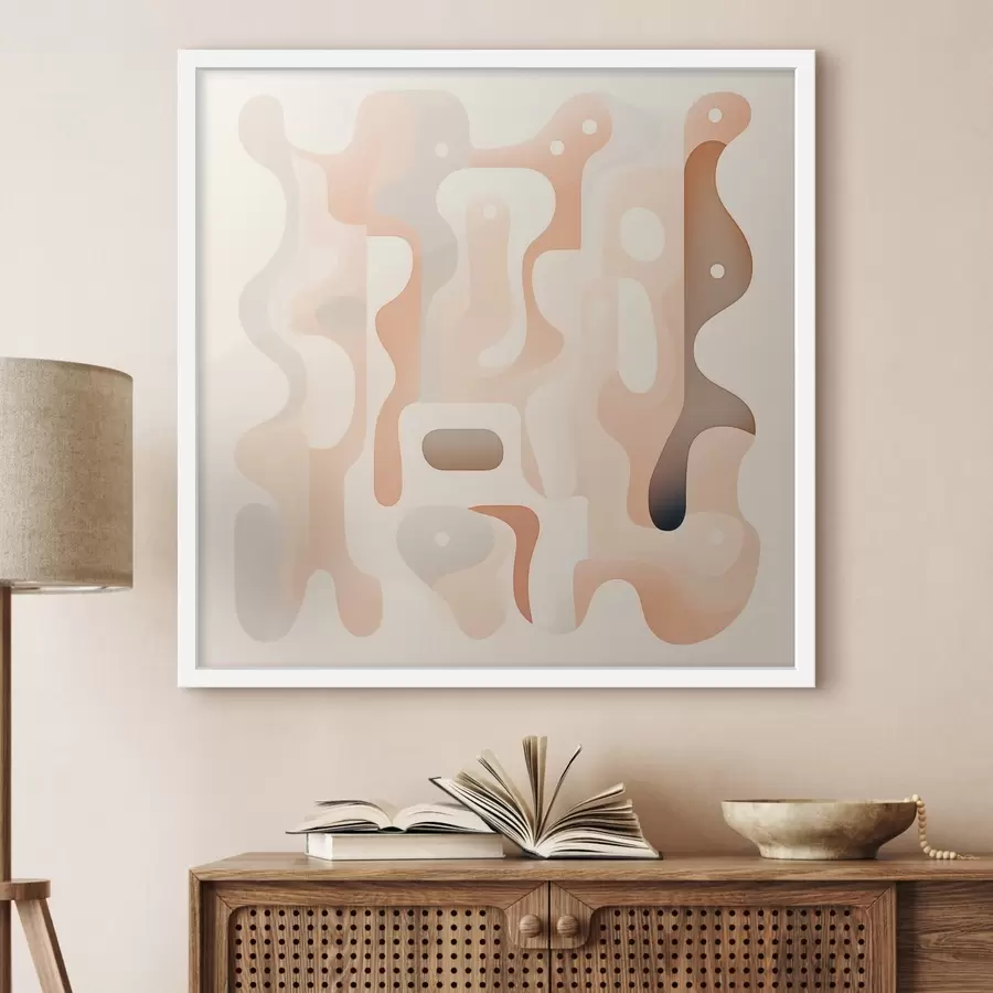 Fototapeedid Kõverate vormide harmoonia ja looduslik värvipalett kaasaegses kunstilises illustratsioonistiilis f48845