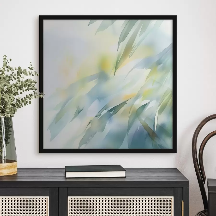 Fototapeedid Hägused looduslikud vormid ja õrnad türkiisitoonid kunstilises plakatistiilis f48850