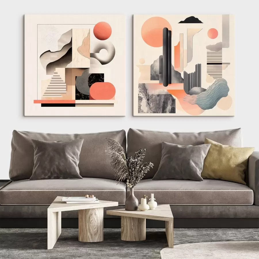 Fototapeedid Geomeetriline abstraktsioon arhitektuuriliste elementidega minimalistlikus stiilis m30348