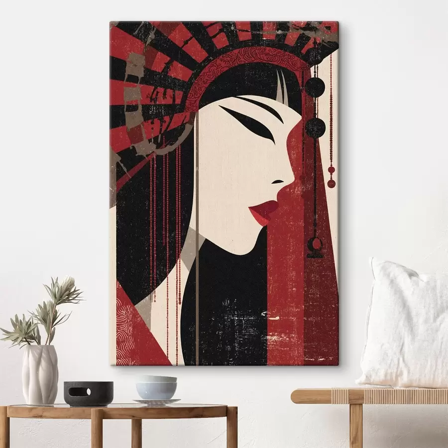 Pilt stiliseeritud naise portree, mis on inspireeritud jaapani ja art déco esteetikast s48993
