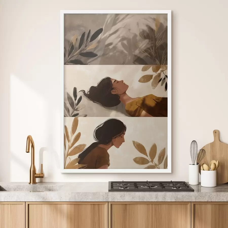 Fototapeedid Lehtedega naine (triptühhon) f49018