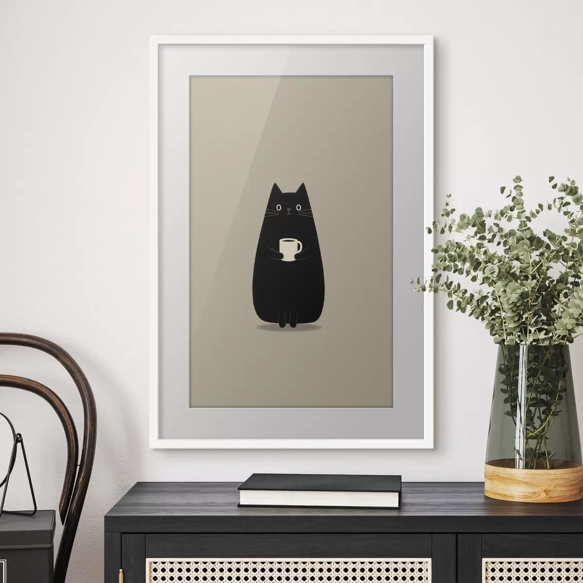 Plakat Must kass koos tassiga f49030
