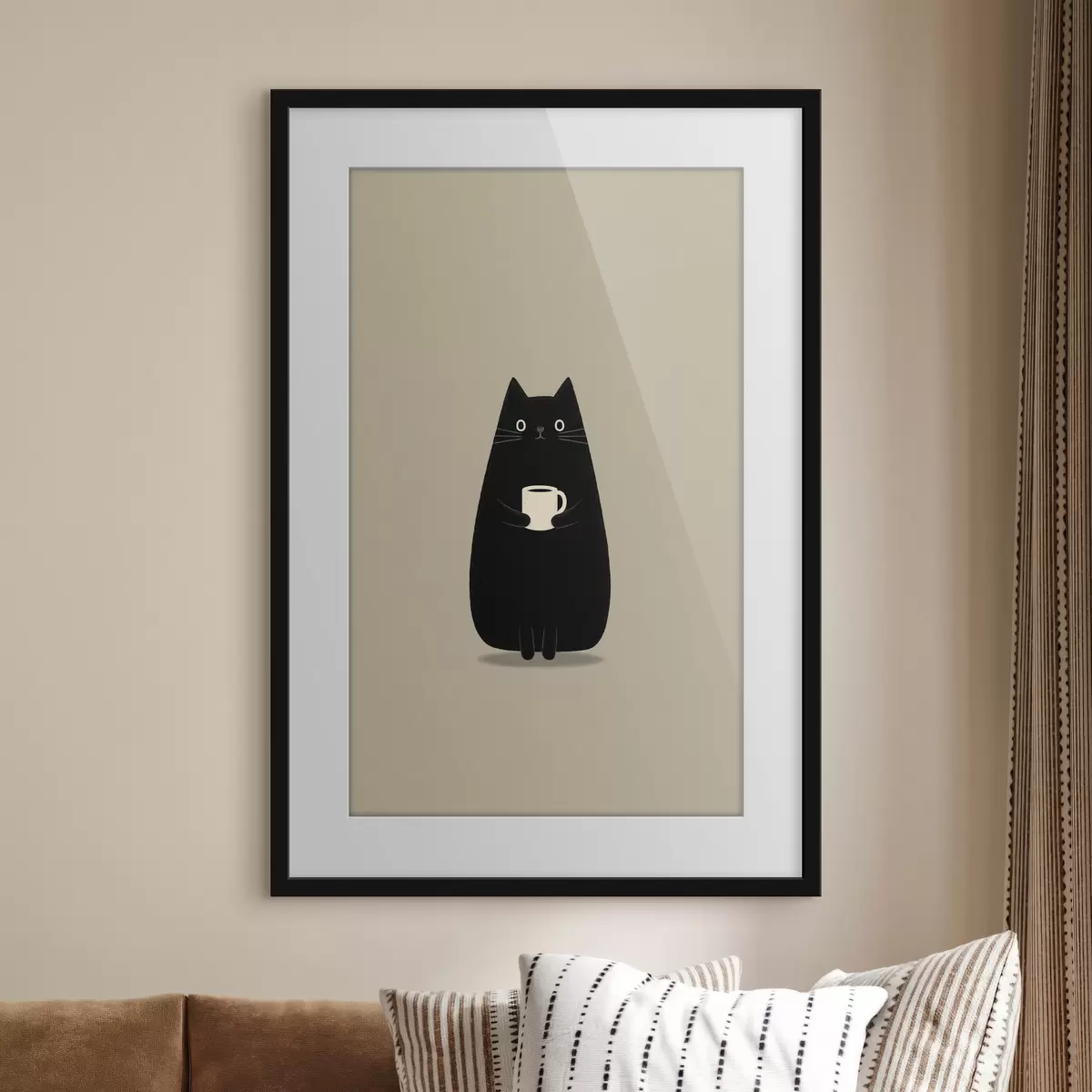 Plakat Must kass koos tassiga f49030