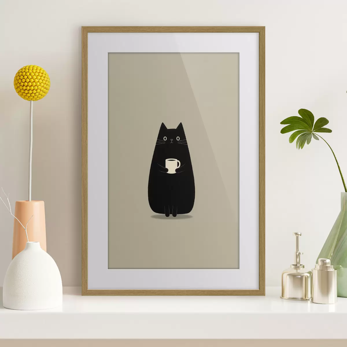 Plakat Must kass koos tassiga f49030