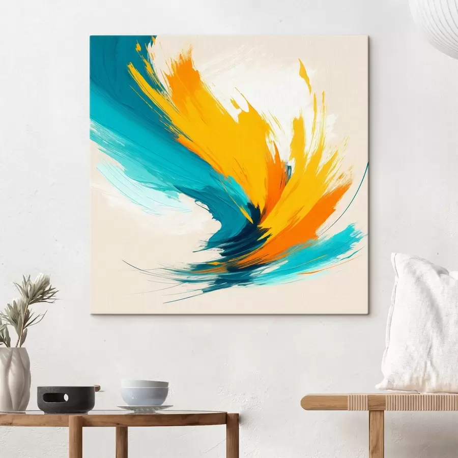 Pilt Energiline keeris kollastes ja sinistes toonides kaasaegses maalikunstistiilis s48856