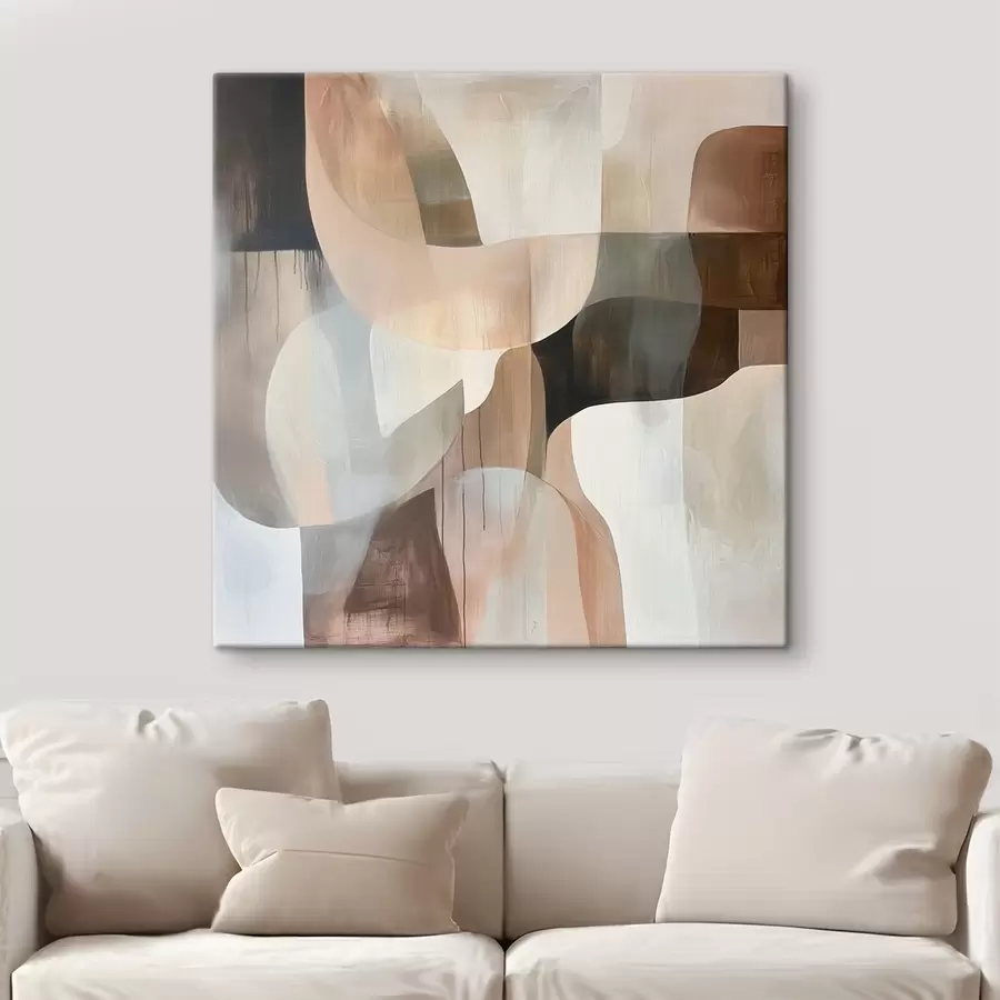 Pilt Abstraktne kompositsioon soojas beež-korallitoonides s48859