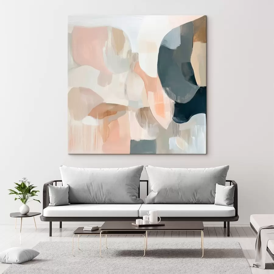 Pilt Abstraktne kompositsioon pastell- ja tumesinistes toonides kaasaegses maalikunstistiilis s48860