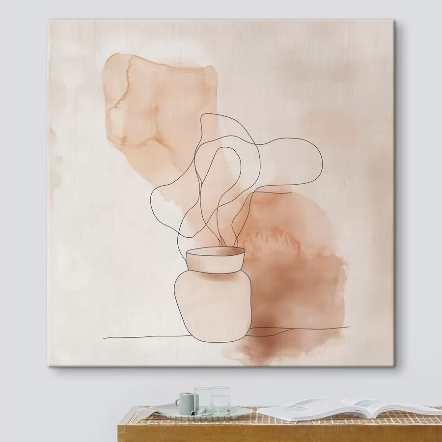 Pilt Lakoniline kompositsioon vaasiga ja graafiliste joontega minimalistlikus stiilis s48869