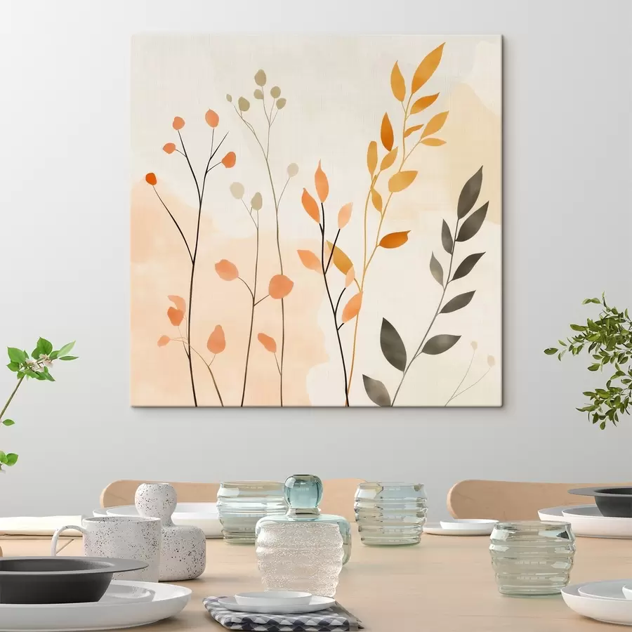 Pilt Pastellkompositsioon õrna lehtedega kaasaegses maalikunstistiilis s48873