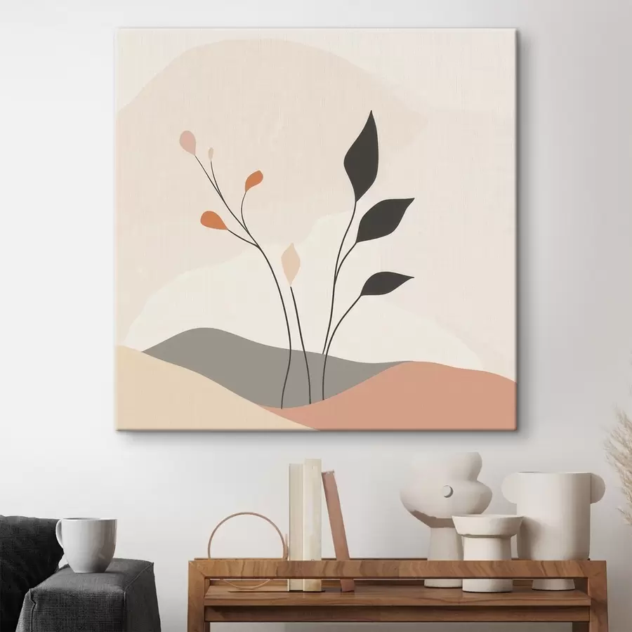 Pilt Lakoniline taimeteemaline stseen orgaaniliste vormidega kaasaegses kunstistiilis s48874