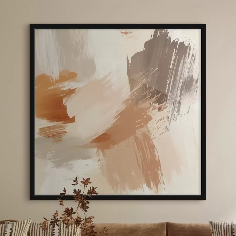 Fototapeedid Liivaste ja pruunide toonidega abstraktsete pintslitõmbedega imitatsioon f48857